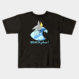 beach please - surfing cockatiel doodle Kids T-Shirt